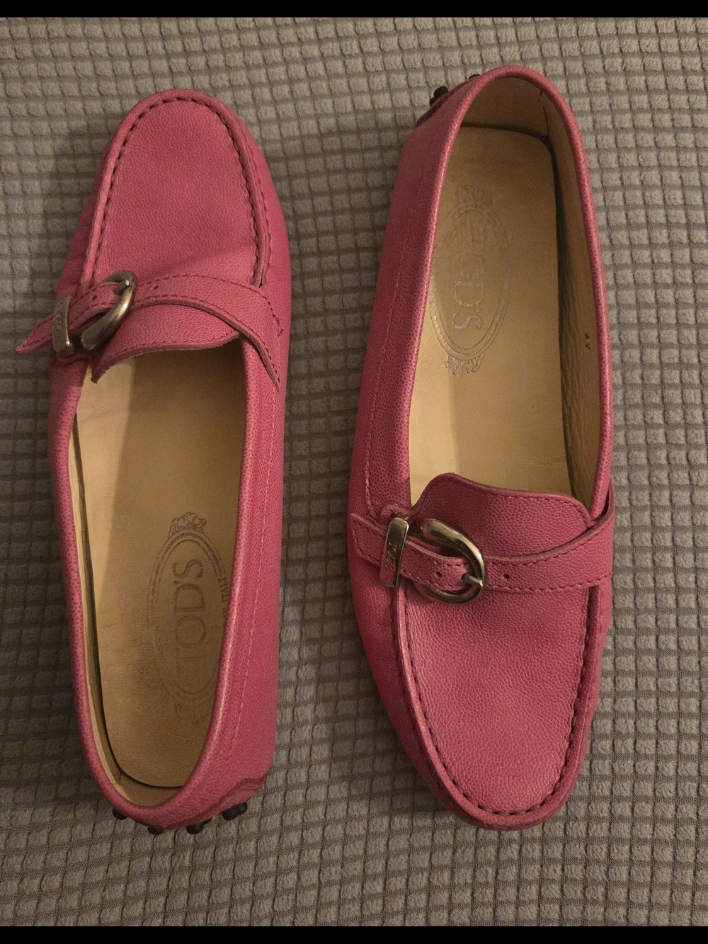 TOD'S Pink Leather Driving Loafers for Women